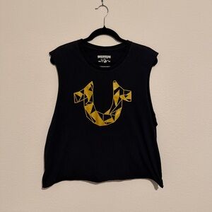 True Religion Black tank top with Gold Design xl
